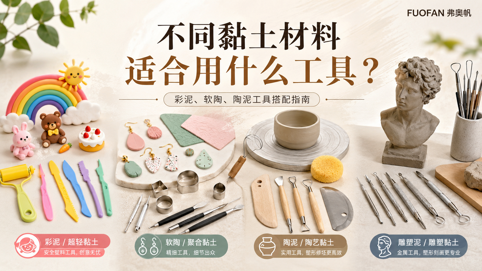 不同黏土材料适合用什么工具?彩泥、软陶、陶泥工具搭配指南