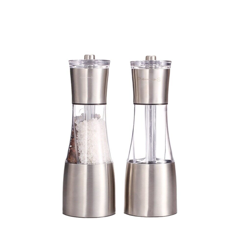 Manual 2-in-1 Stainless Steel & Acrylic Dual Salt and Pepper Grinder