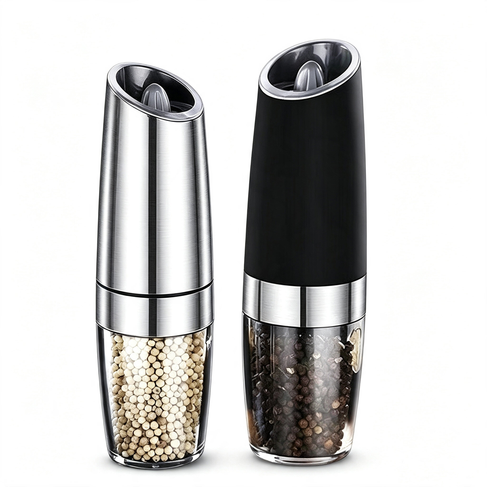 Upgraded 4 AAA Battery Electric Pepper Grinder with Blue LED Light