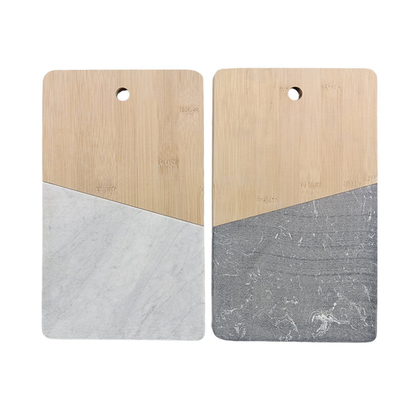 Rectangular Eco-Friendly Bamboo and Marble Splicing Cutting Board