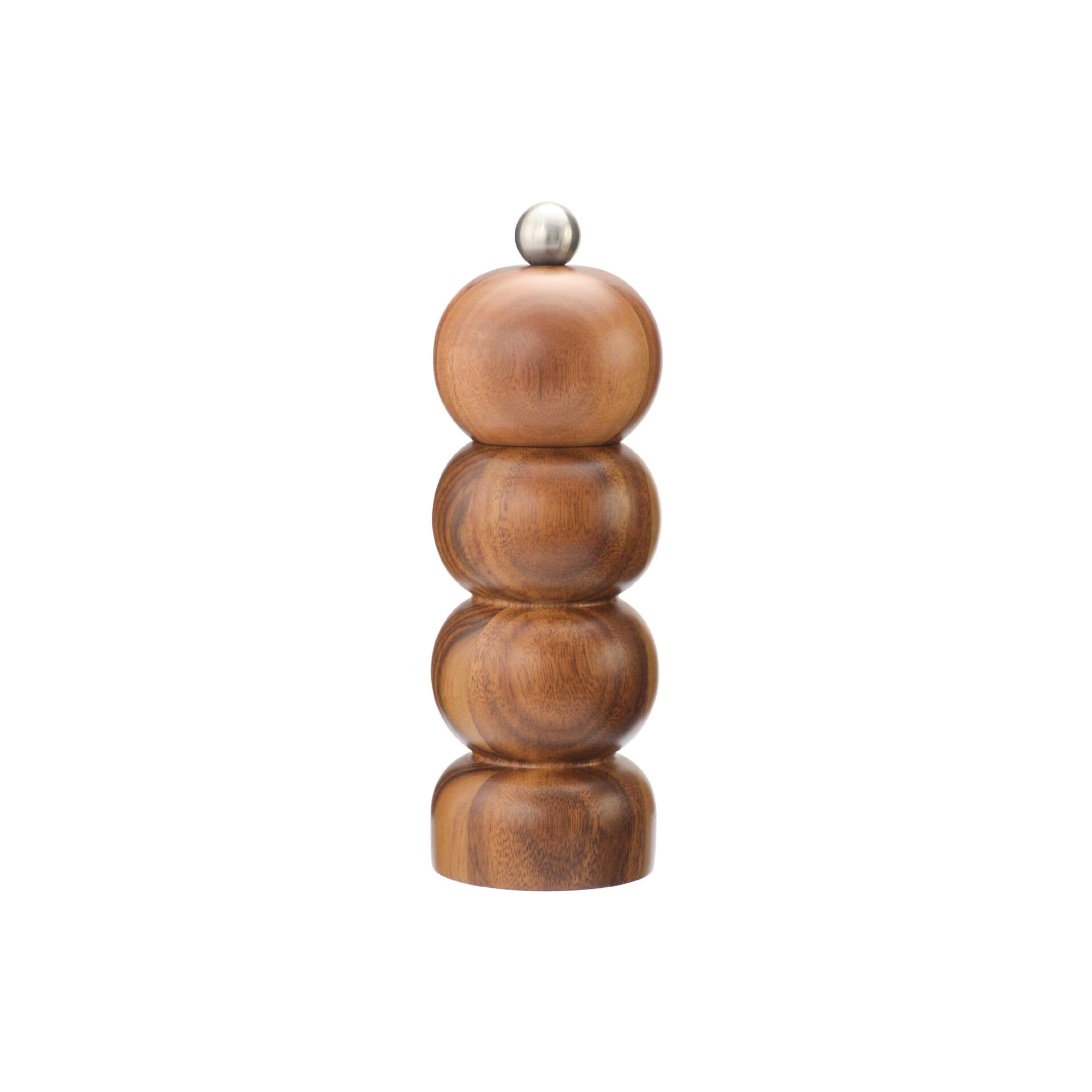 Sculptural Stacked Sphere Wooden Salt and Pepper Grinder Set