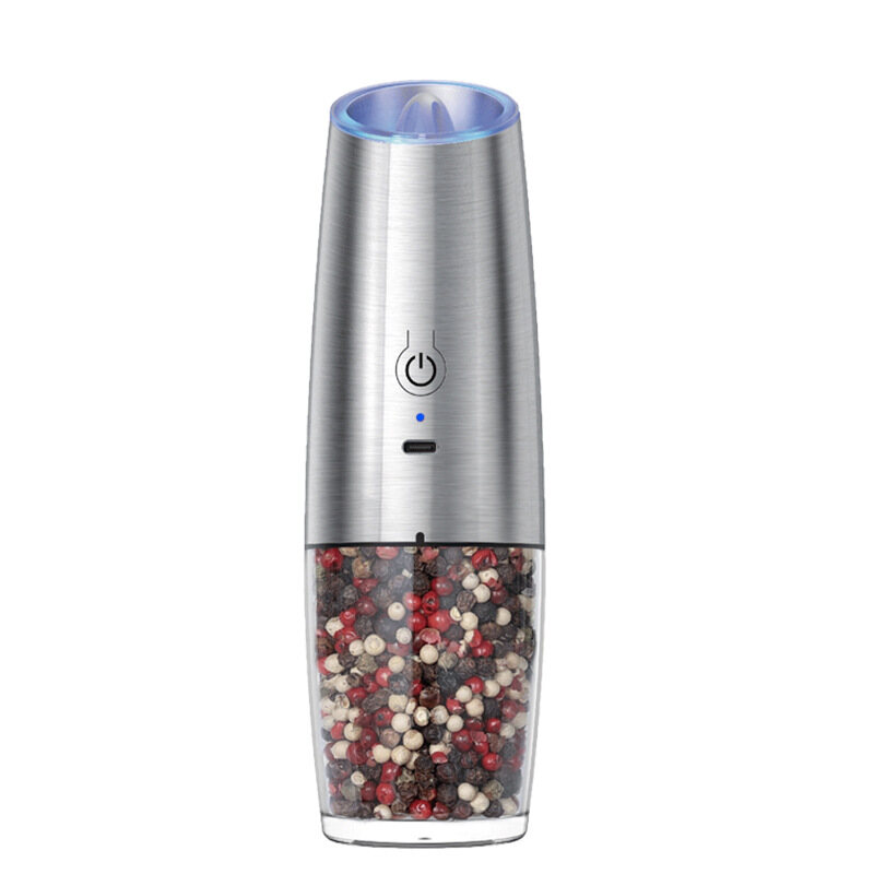 Rechargeable Gravity Electric Pepper Grinder with Blue LED Light Ring