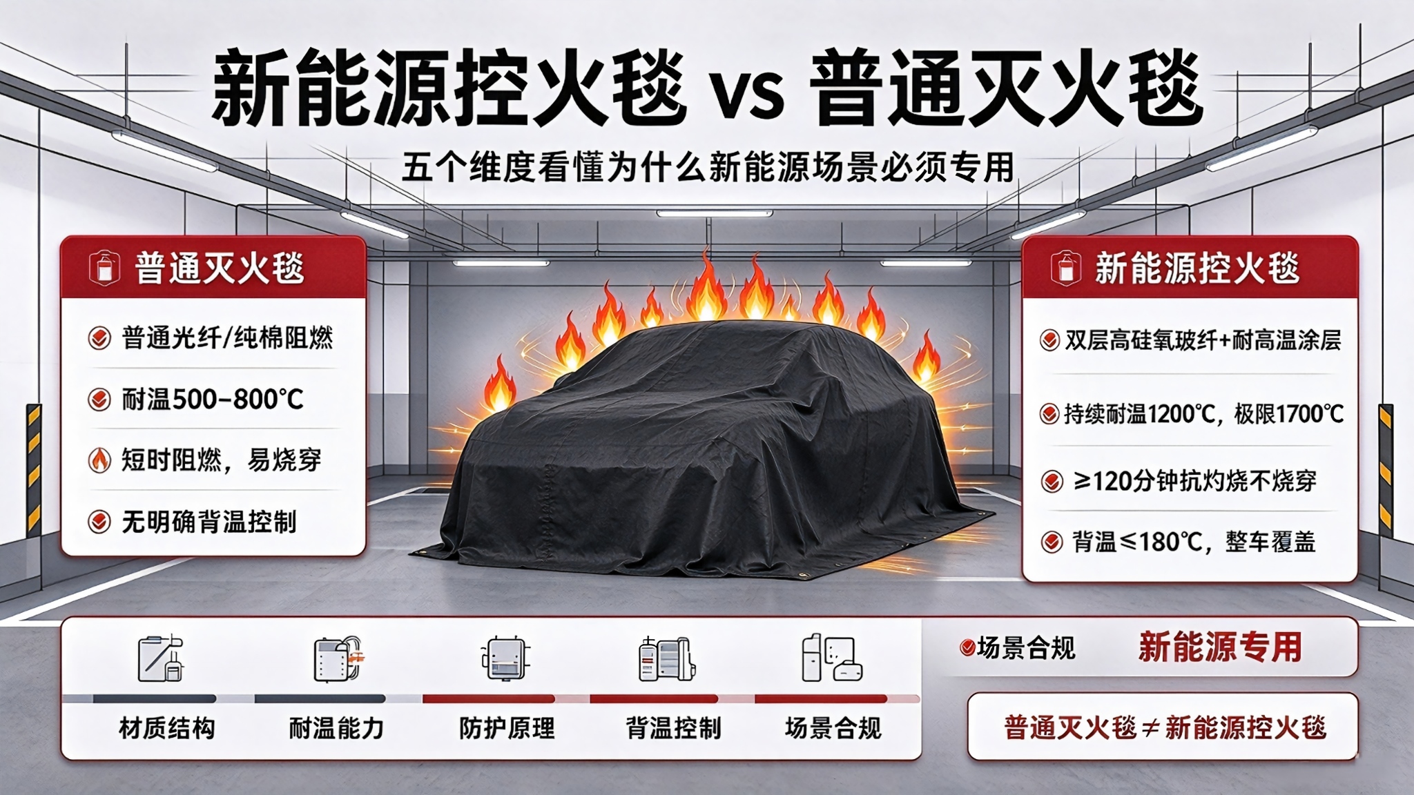 新能源控火毯和普通灭火毯的区别（2026最新选型指南）