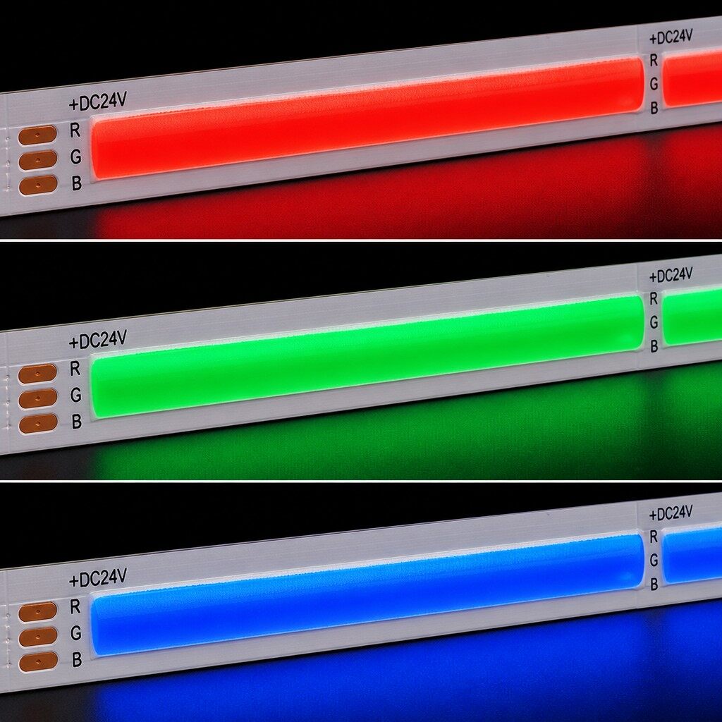 RGB COB LED strip real lit effect red green blue
