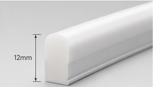6x12mm side-view neon flex cross-section - 6mm wide flat base and 12mm profile height for routed slots and 6.2mm aluminium channels