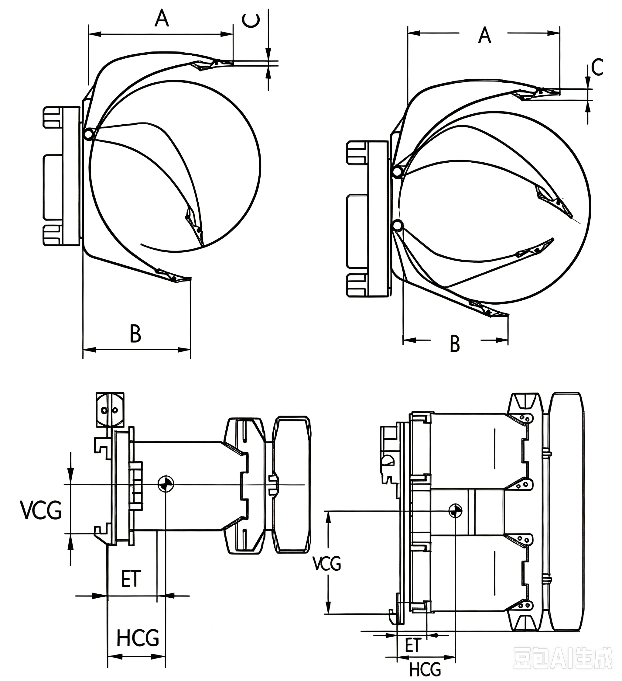 PAPER ROLL CLAMP Technical Drawing