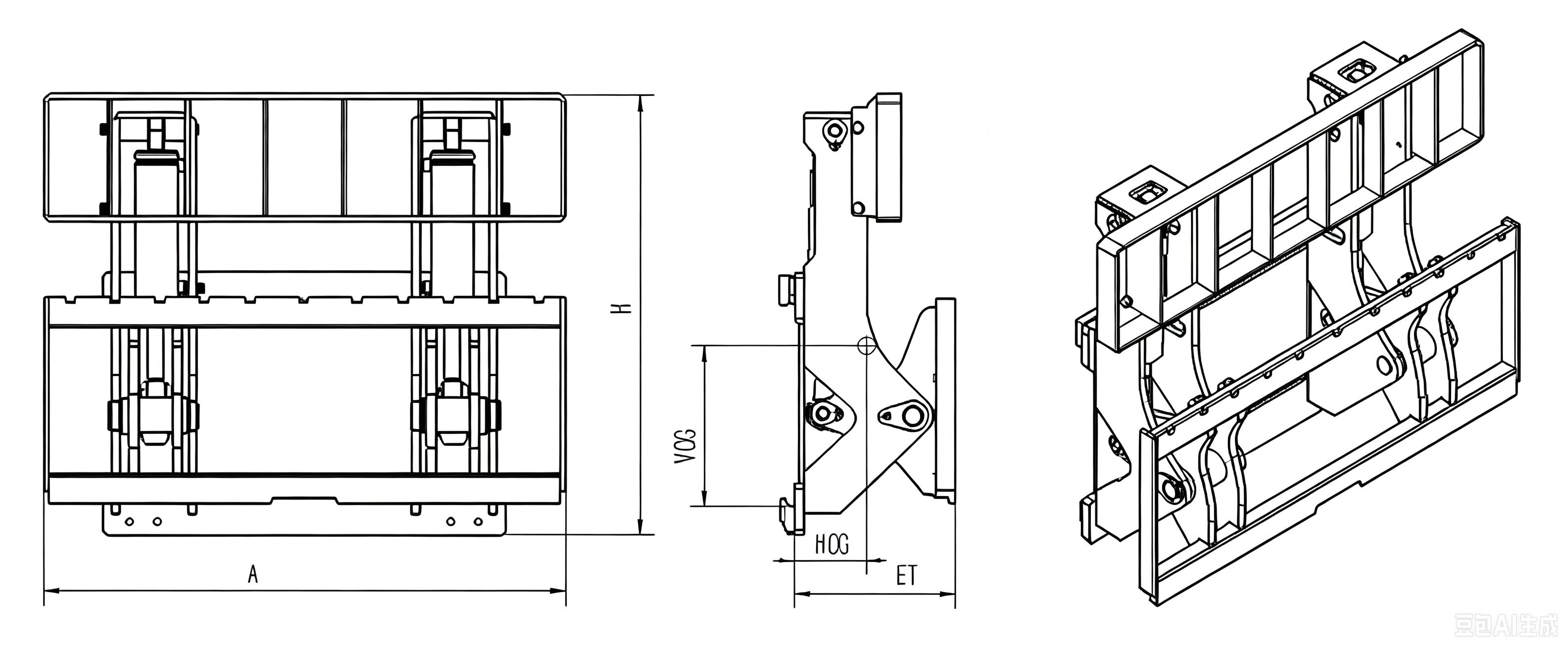 HINGED FORK Technical Drawing