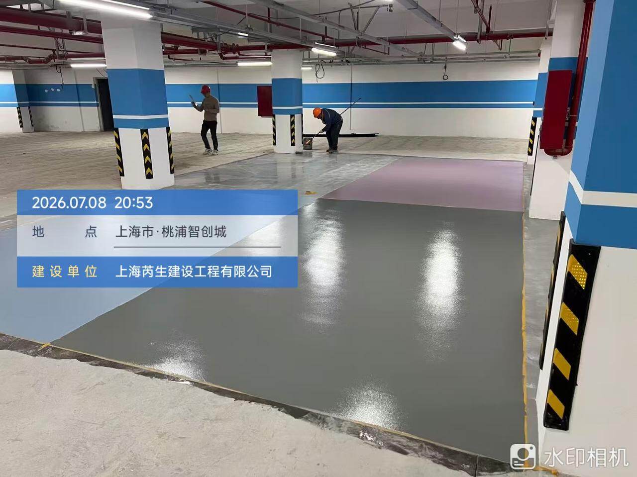 地下车库案例|上海普陀区桃浦智创城地下车库防水地坪翻新