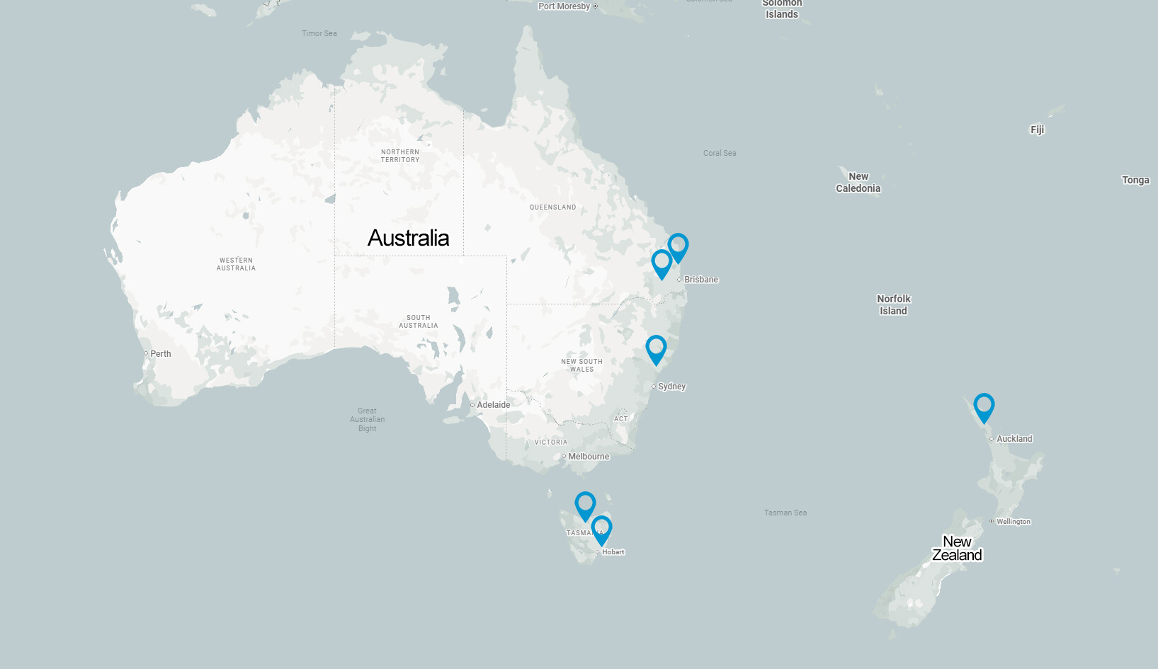 Royal Forklift Dealer Network Map - Australia & New Zealand