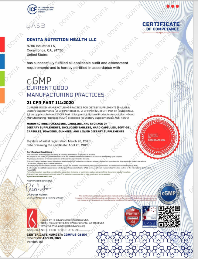cGMP Certificate