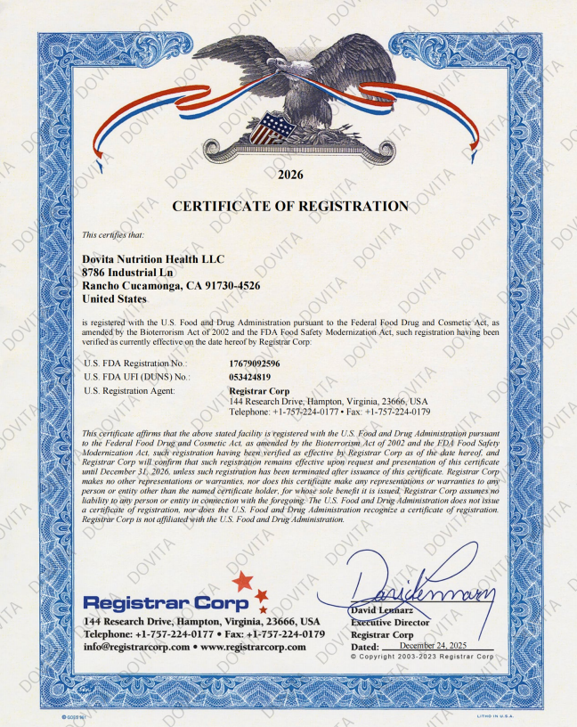 FDA Certificate of Registration