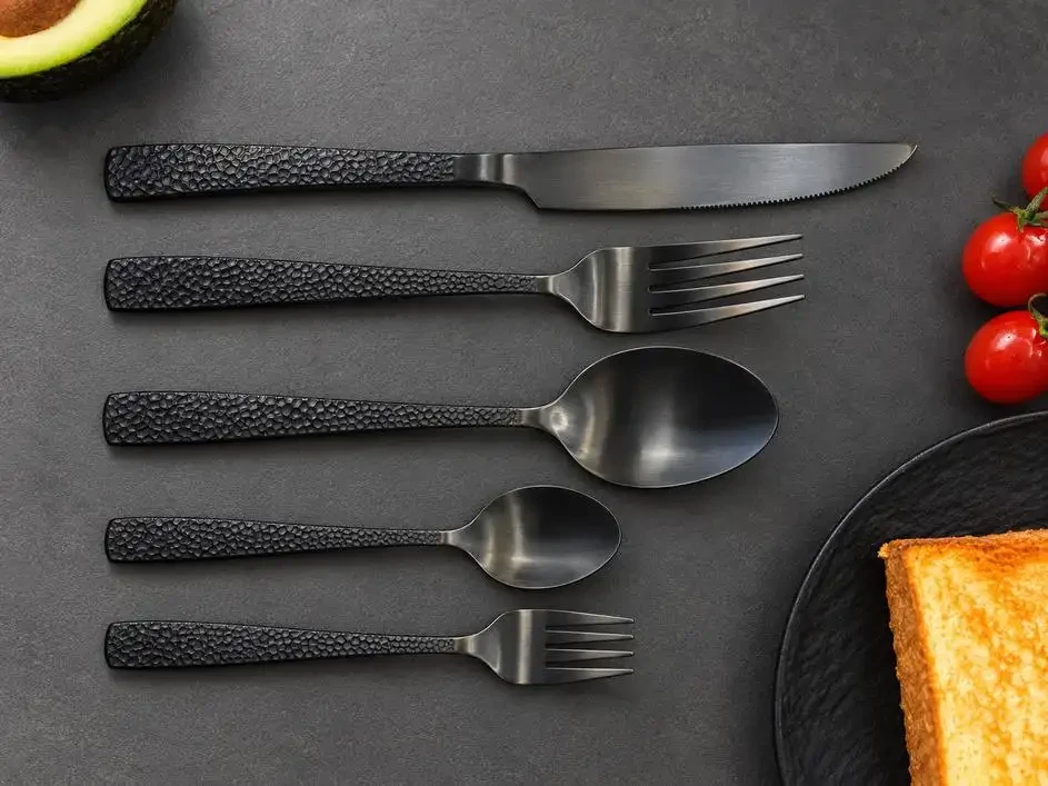 Flat Square Handle - Satin Hammered|Black