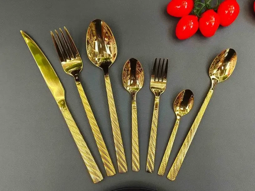 Square Handle - Feather Weave|Gold