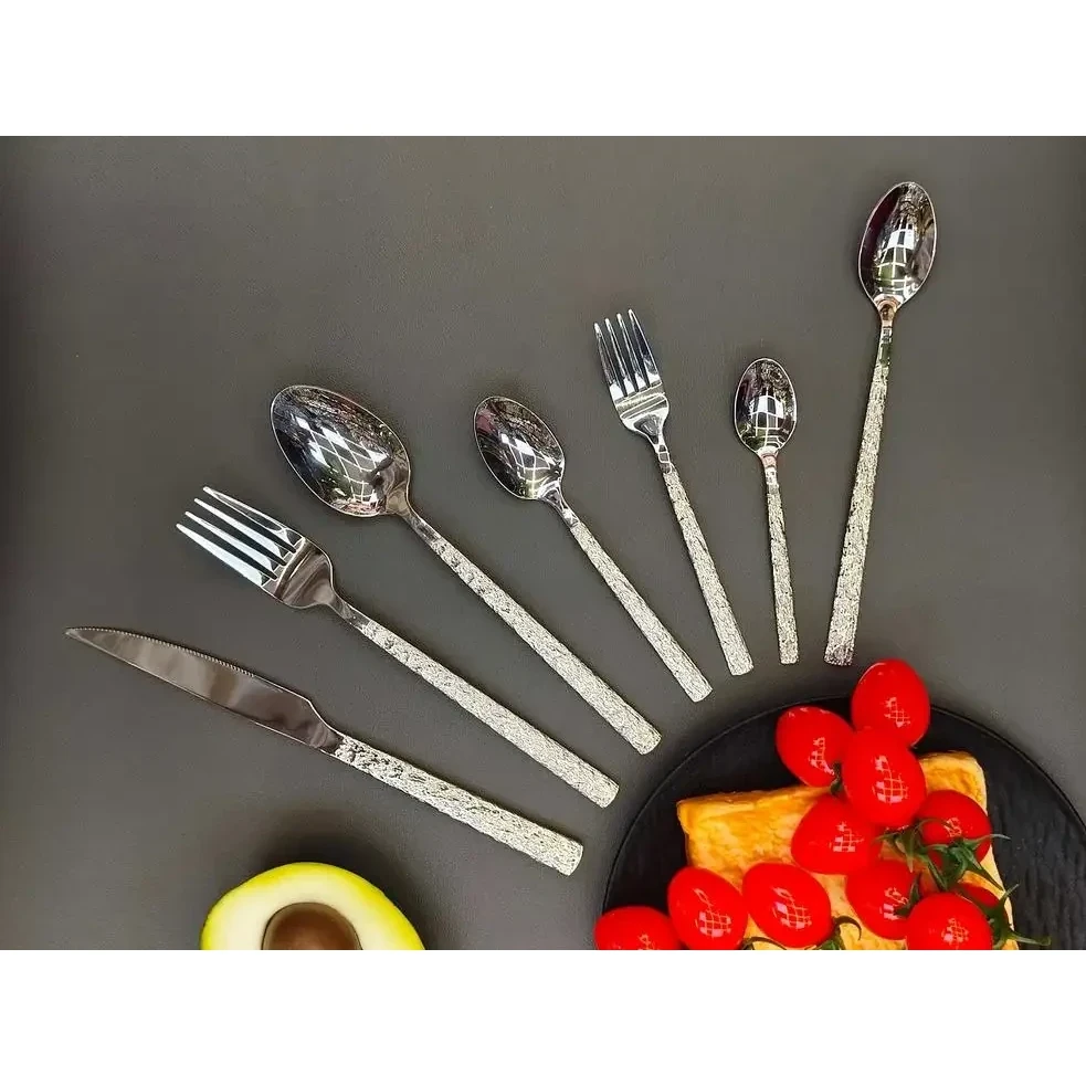 Square Handle - Rock Texture|Silver