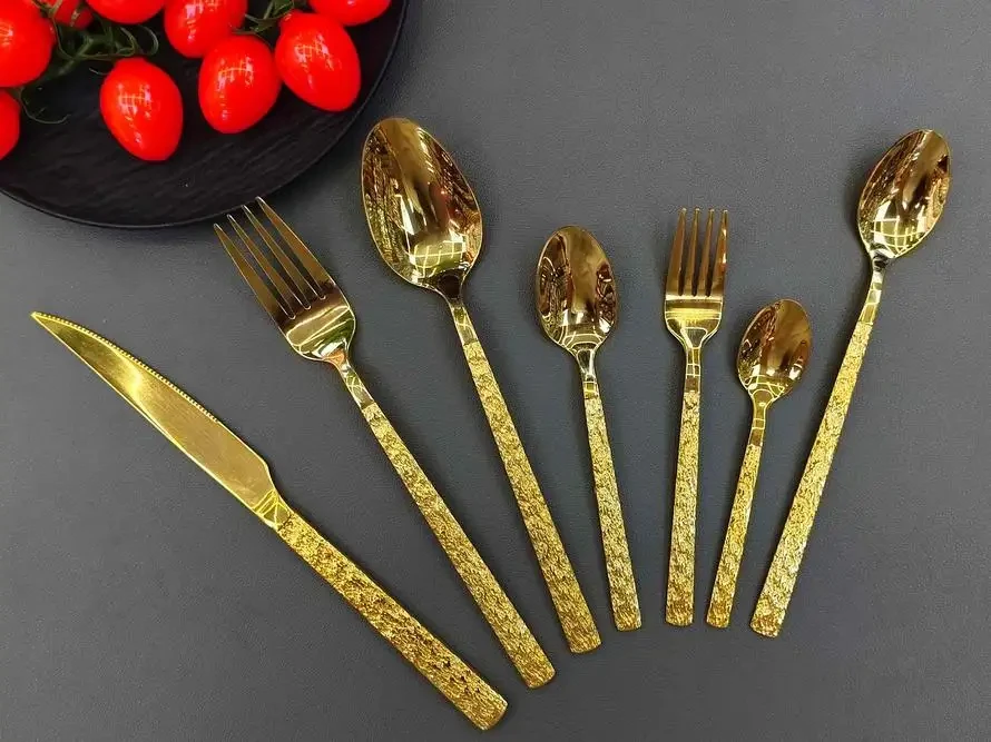 Square Handle - Rock Texture|Gold