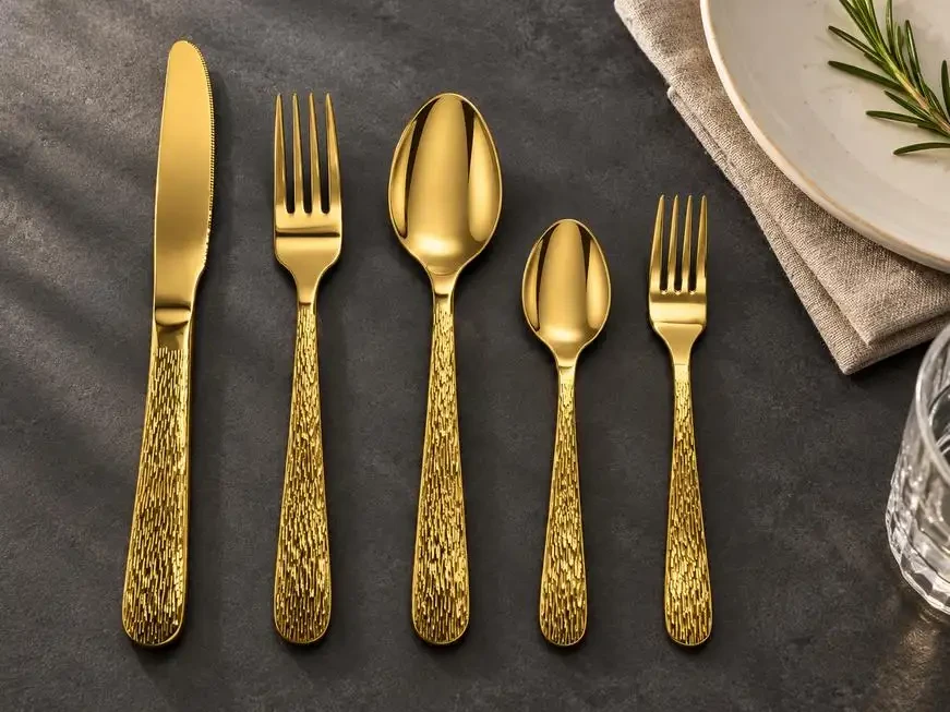 Wide Round Handle - Cascade Texture|Gold