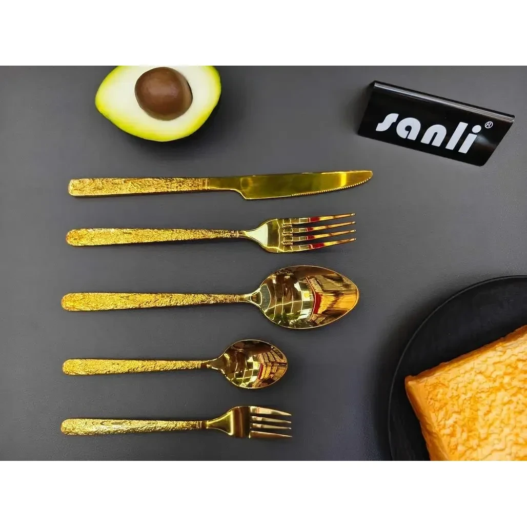 Round Tip Handle - Rock Texture|Gold