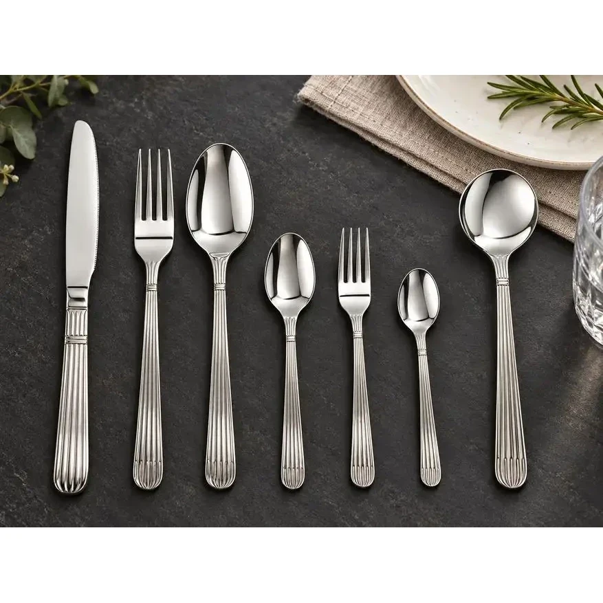 Wide Round Handle - Fluted|Silver