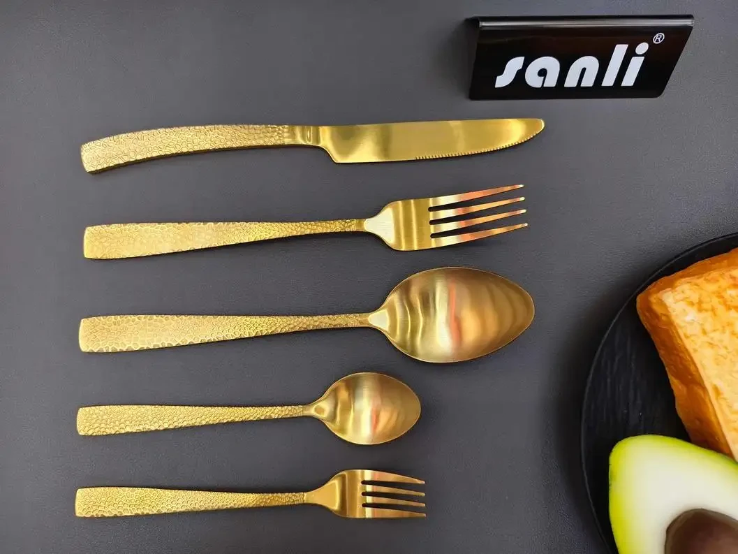 Flat Square Handle - Satin Hammered|Gold