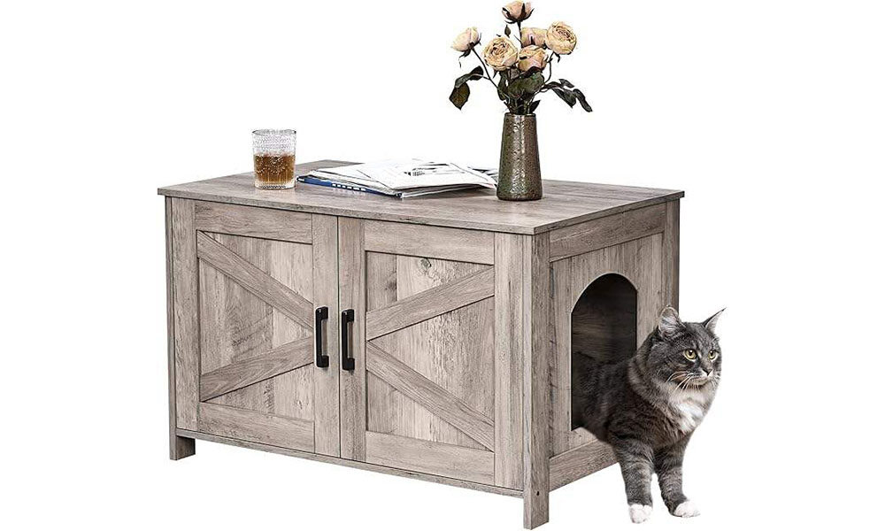 Farmhouse Style Wooden Cat House