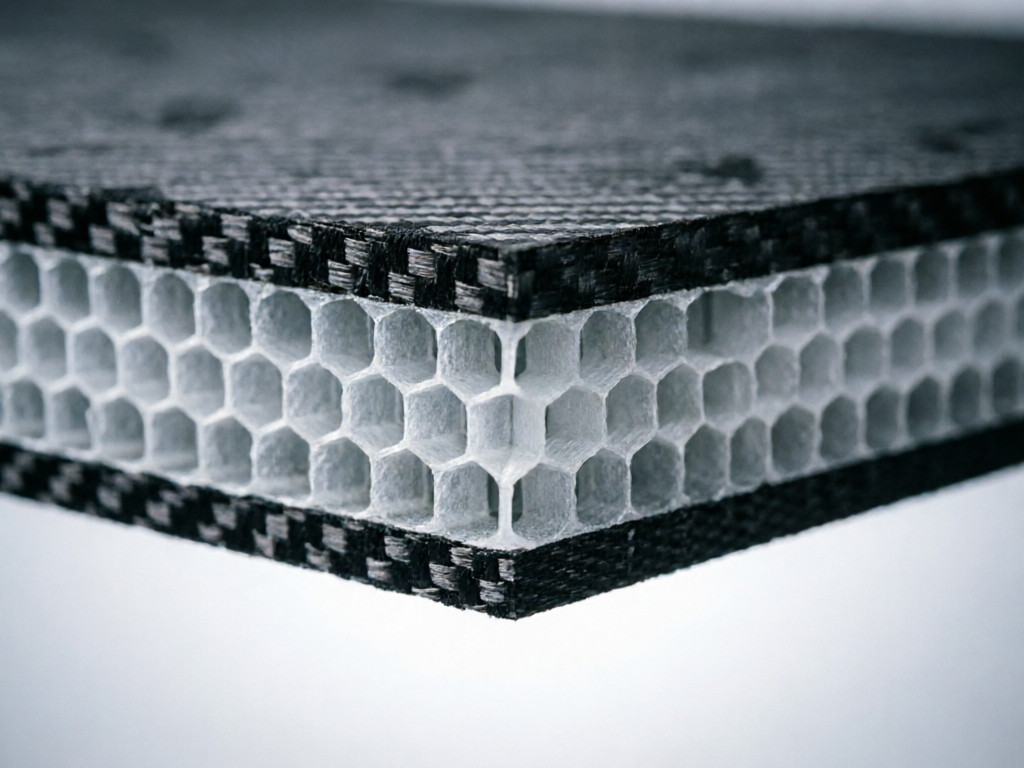 CFRTP sandwich panel - continuous fiber skins with lightweight core