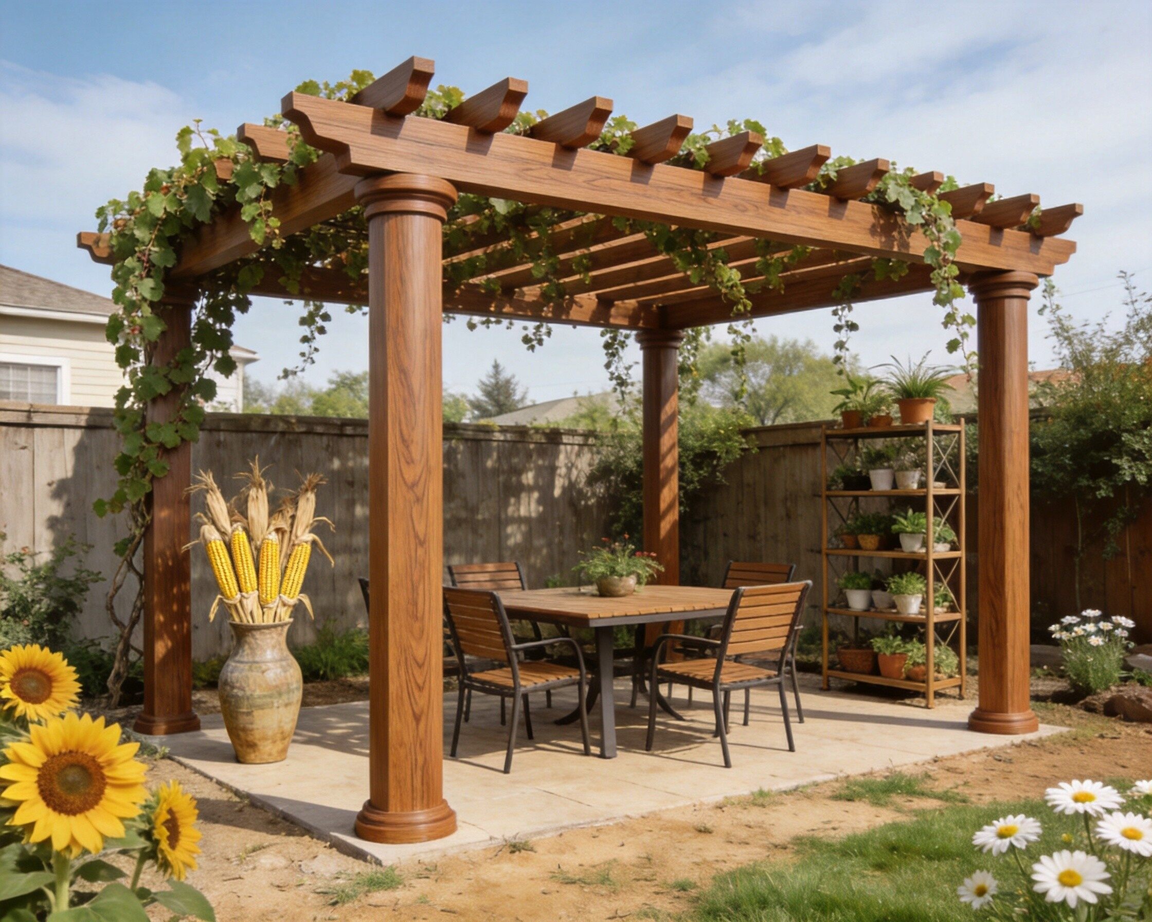WPC Pergola Gazebo Composite Material Outdoor Garden Shade Structure - View 4