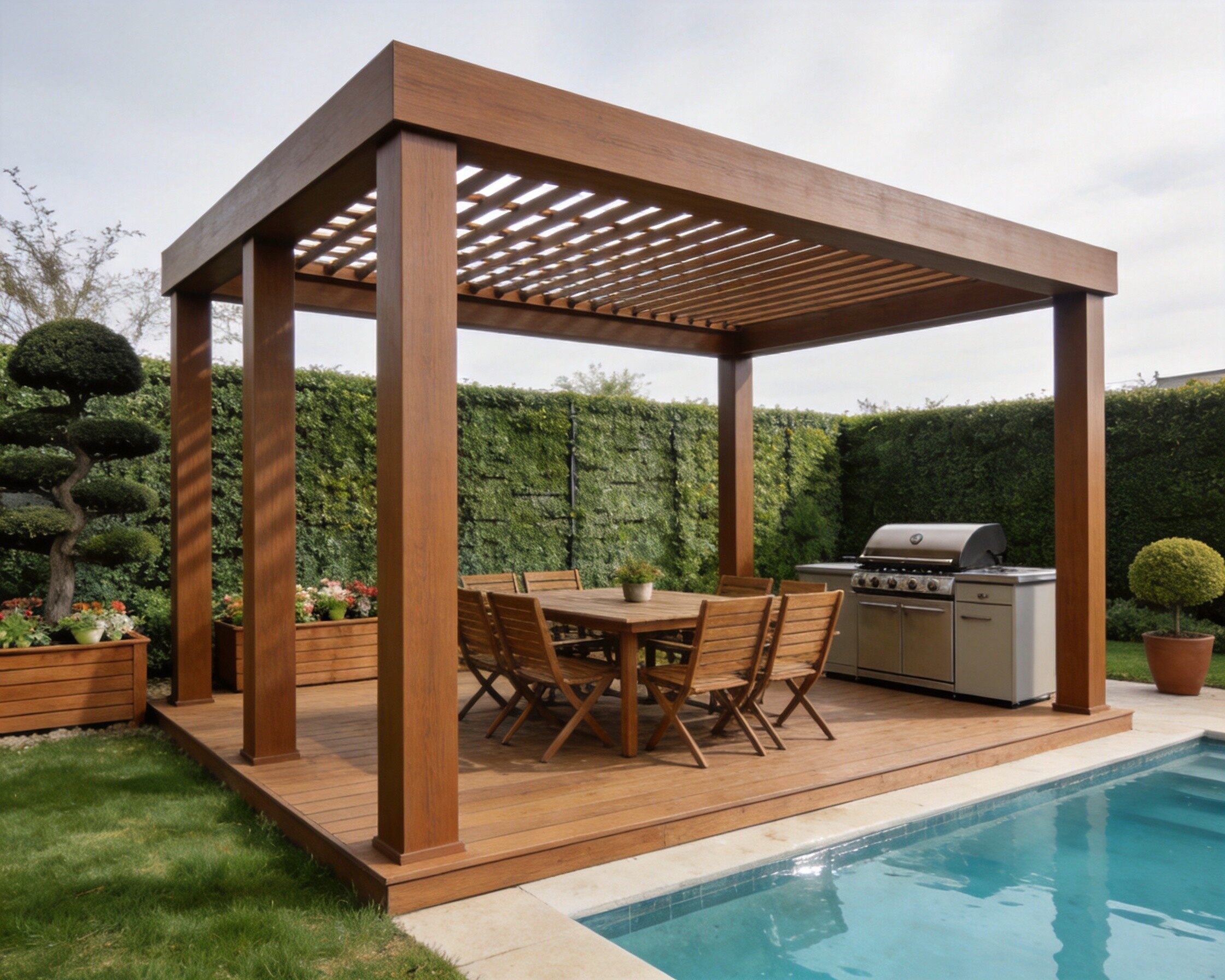 WPC Pergola Gazebo Composite Material Outdoor Garden Shade Structure - View 3