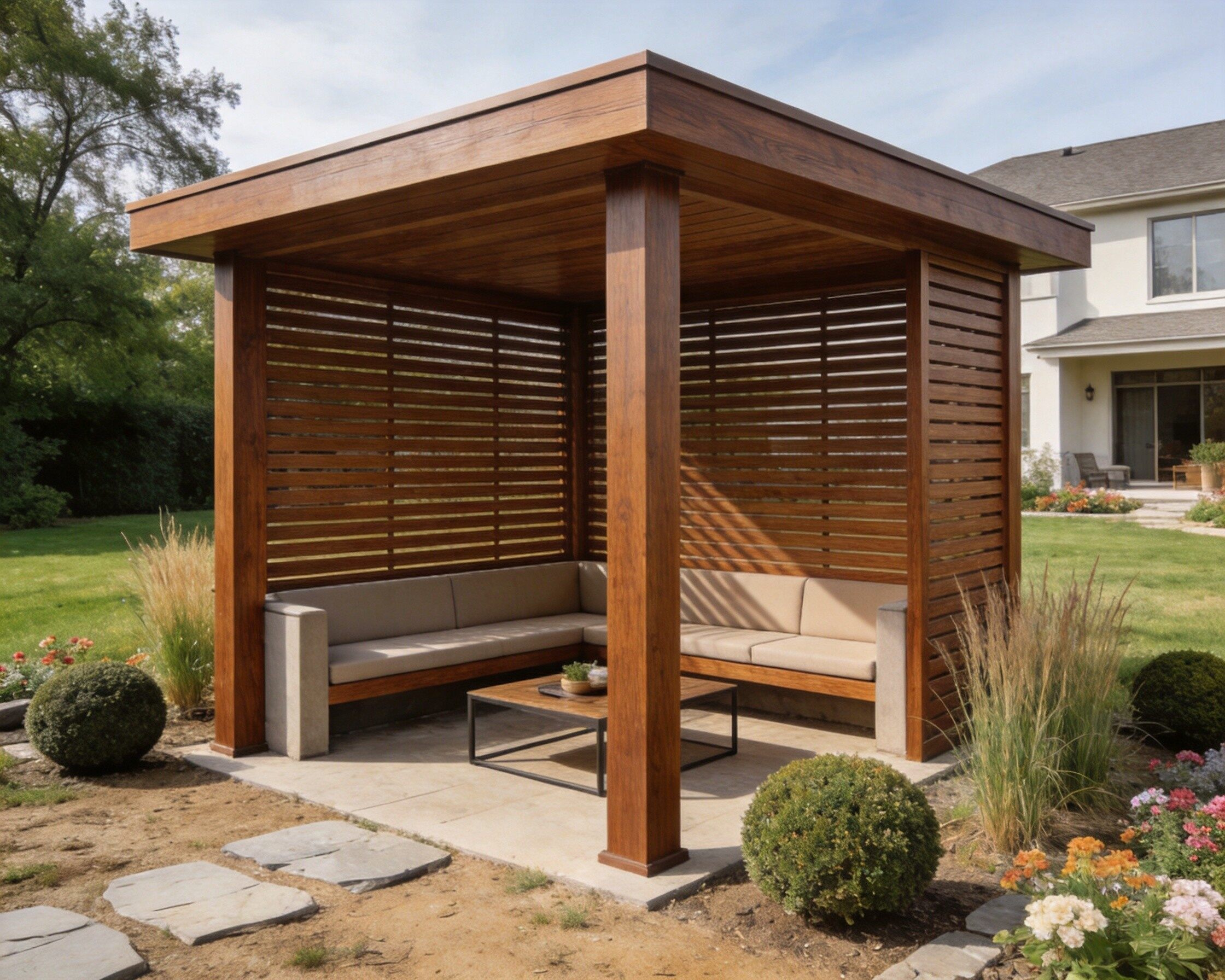 WPC Pergola Gazebo Composite Material Outdoor Garden Shade Structure