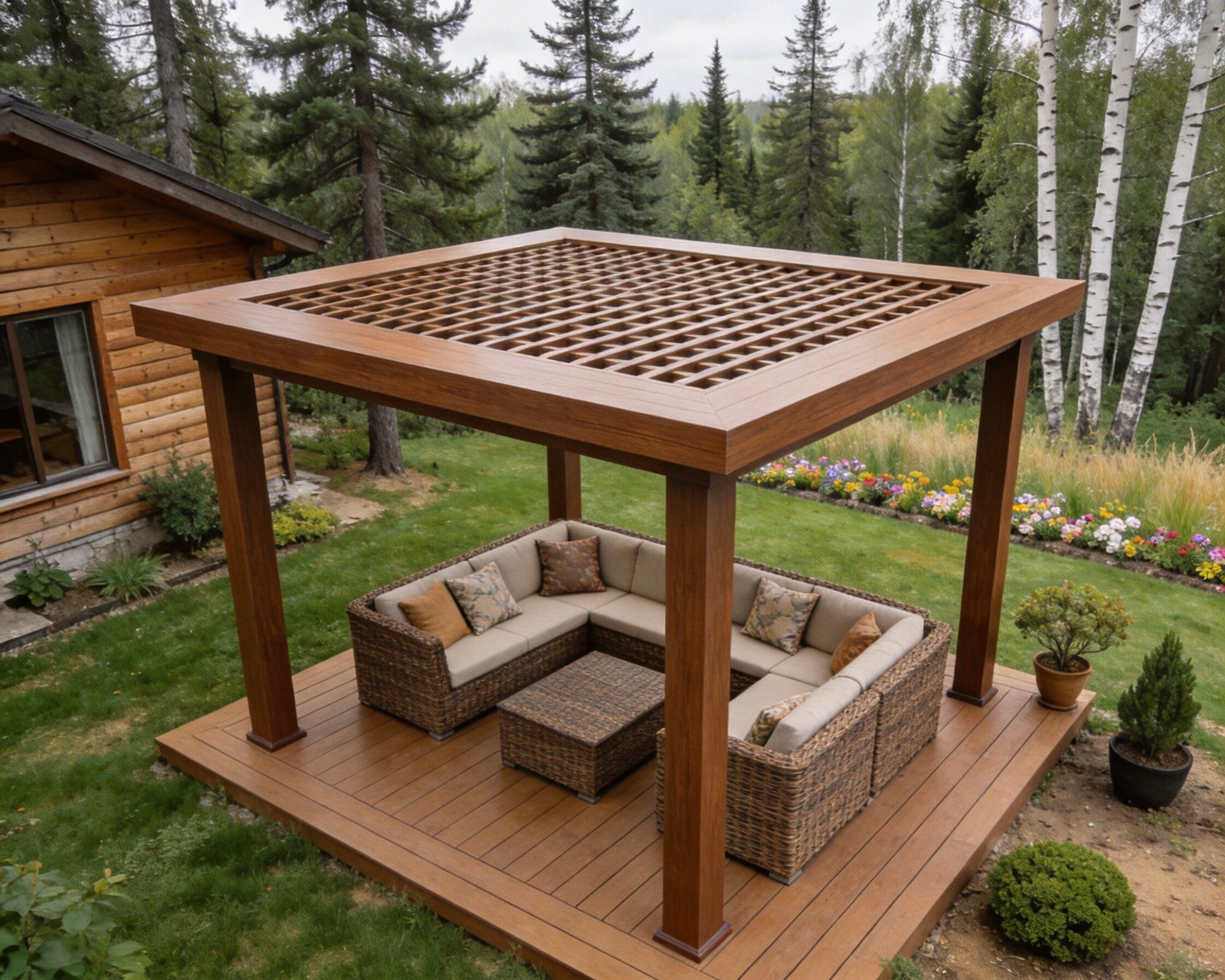 WPC Pergola Gazebo Composite Material Outdoor Garden Shade Structure - View 4