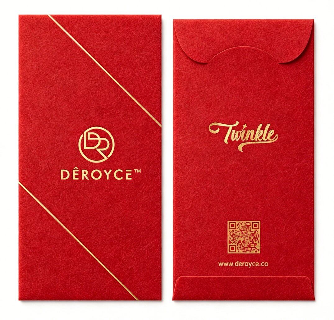 Custom Year of the Goat 2027 Red Envelopes | Fire Goat Zodiac Gold Foil Stamping view 3