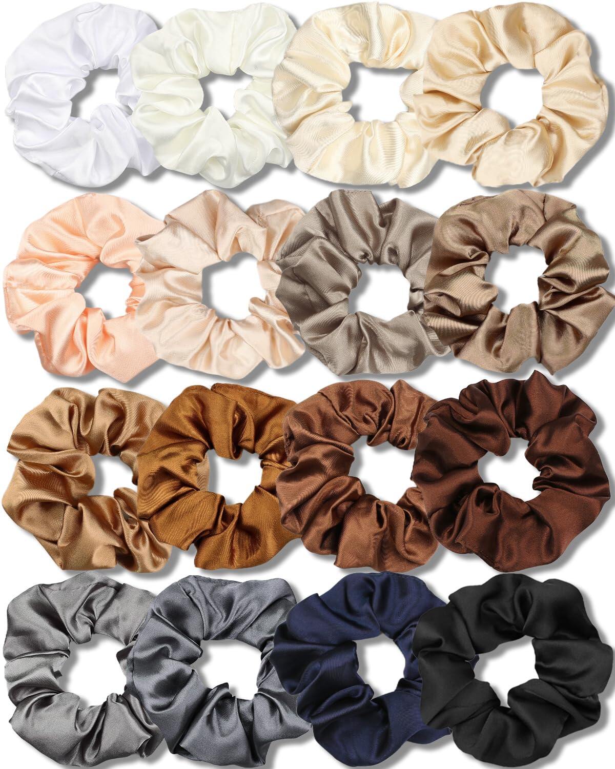 Earth Tone Satin Scrunchie Set