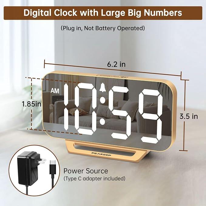 Digital Alarm Clock with Large Display