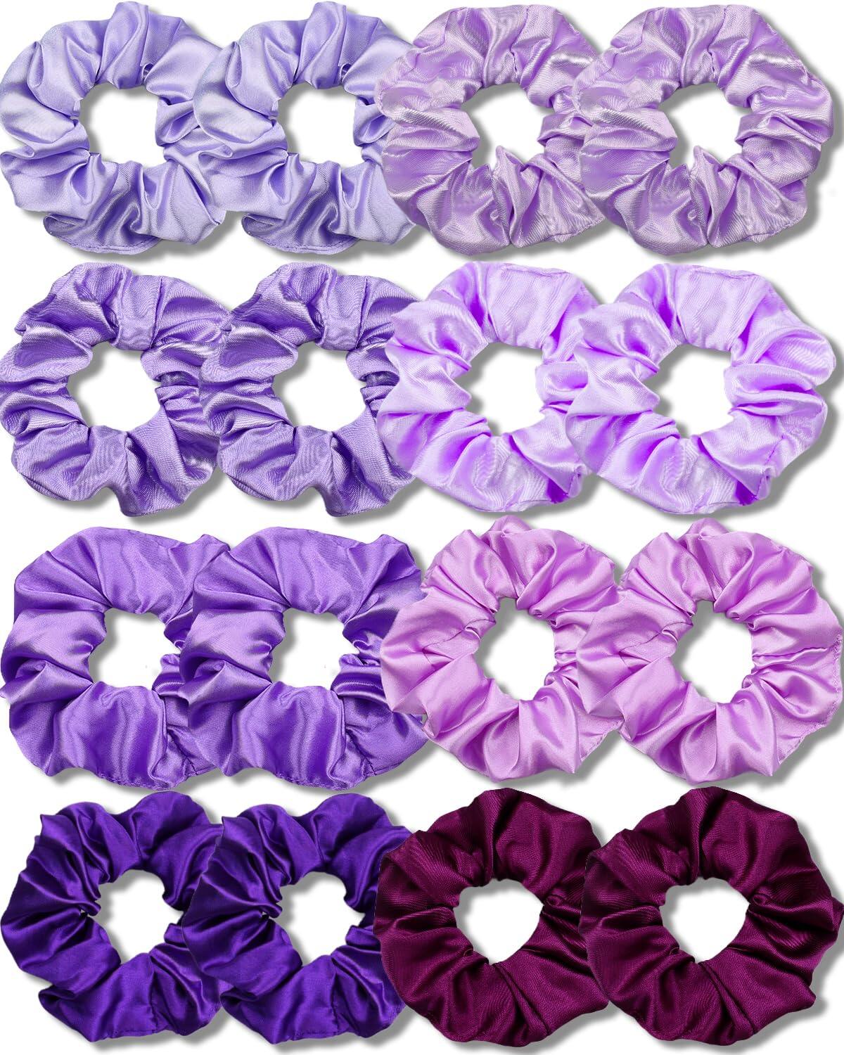Purple Satin Scrunchie Set