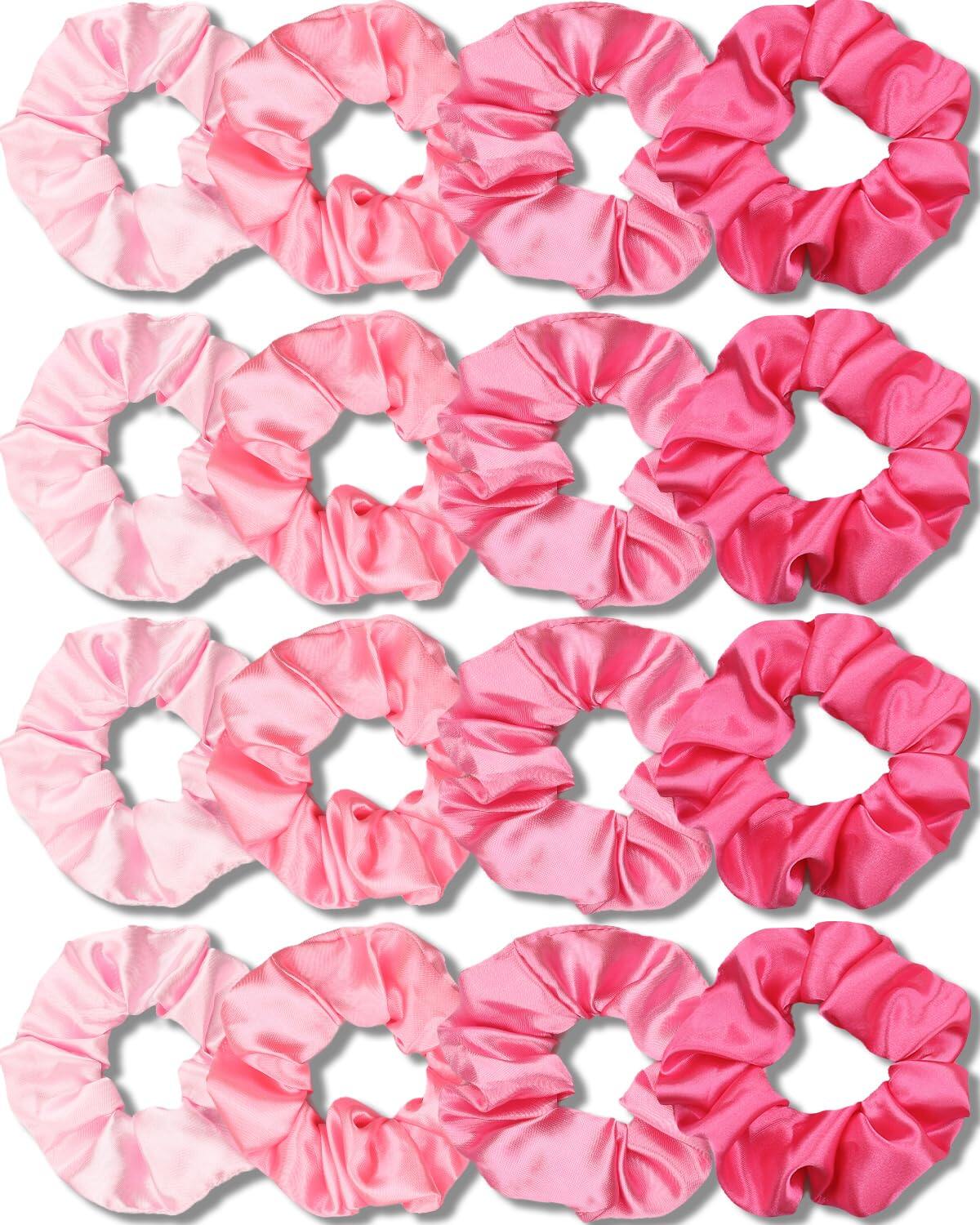 Pink Satin Scrunchie Set