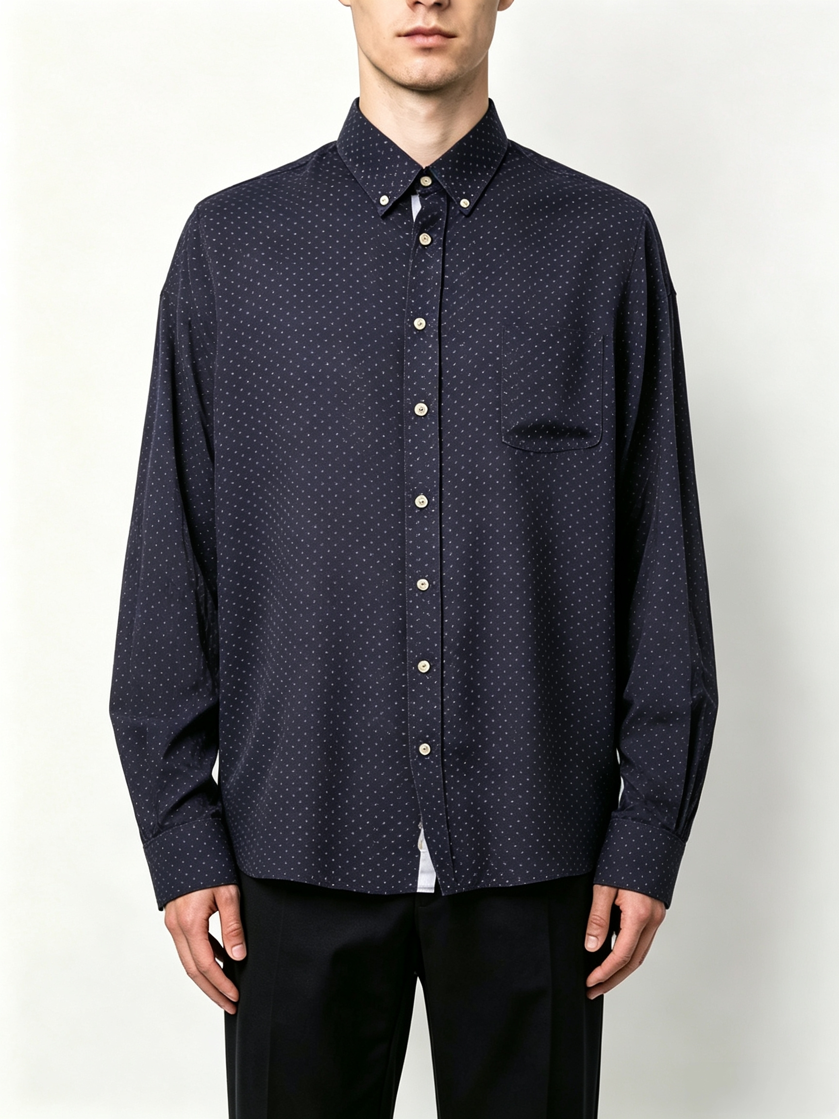 Navy Polka-Dot Shirt