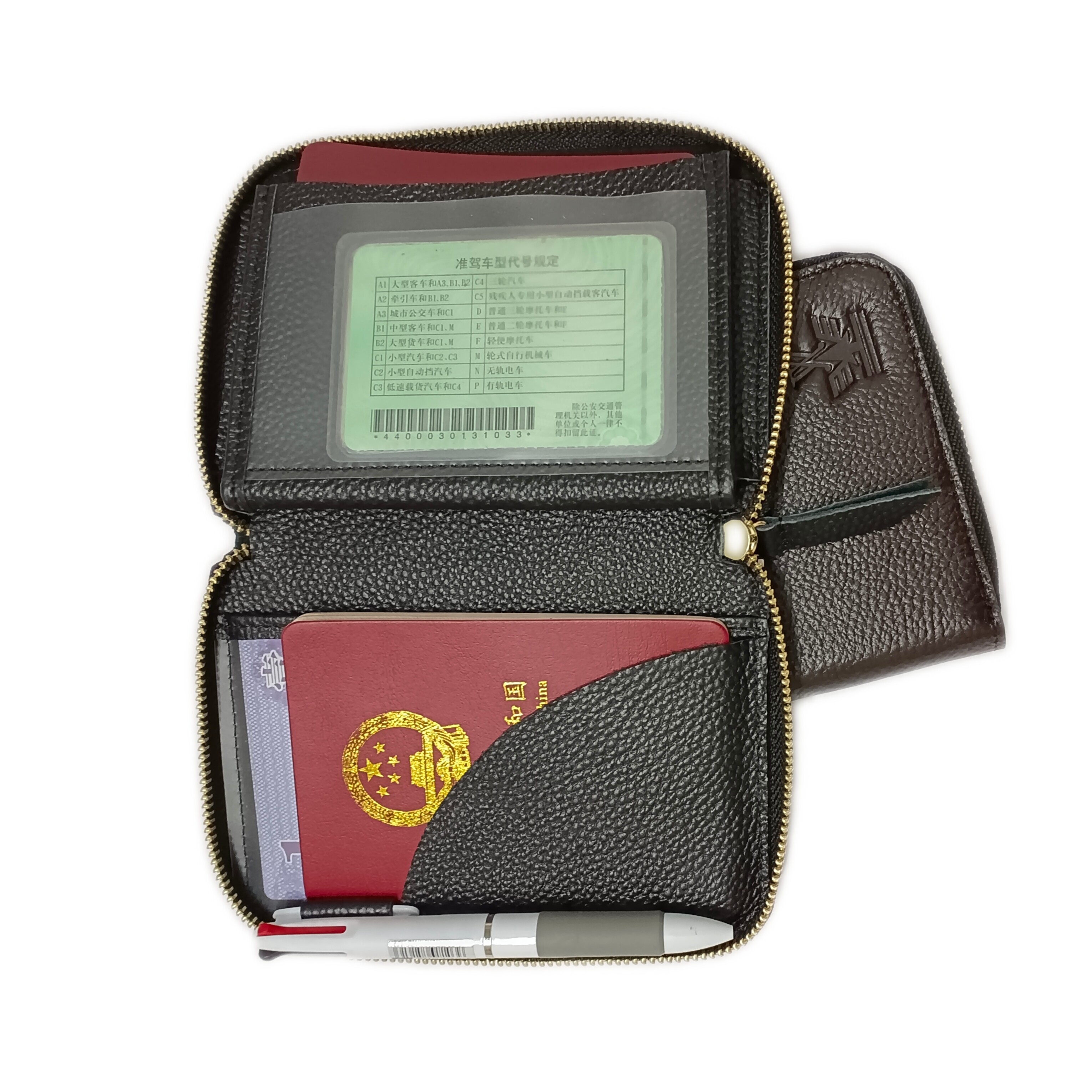Passport Holder - Black Open View