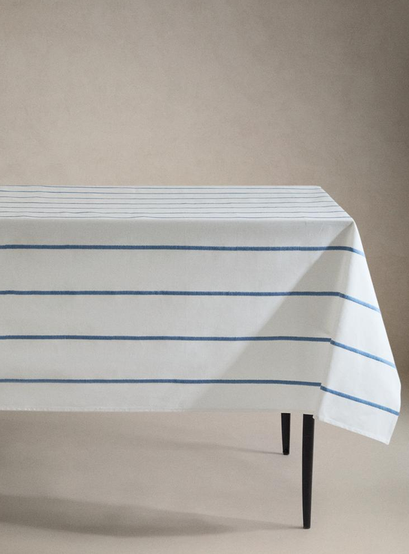 Blue Striped Tablecloth