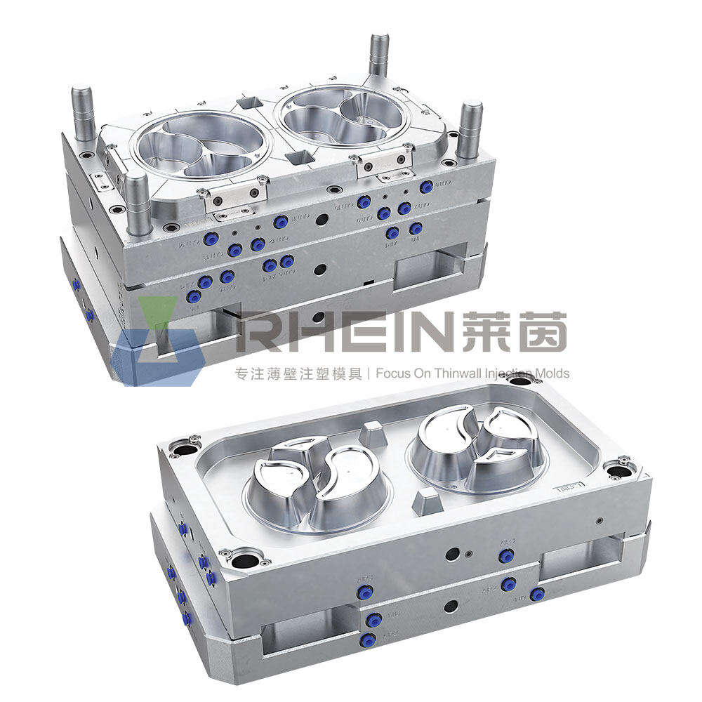 1-row 2-cavity 3-grid lunch box mold