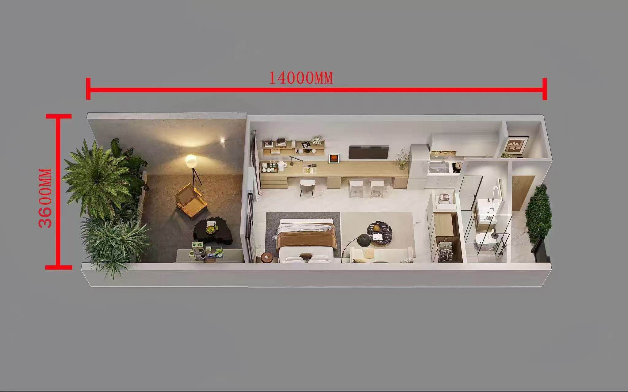 Type D - Standard Garden Studio floor plan