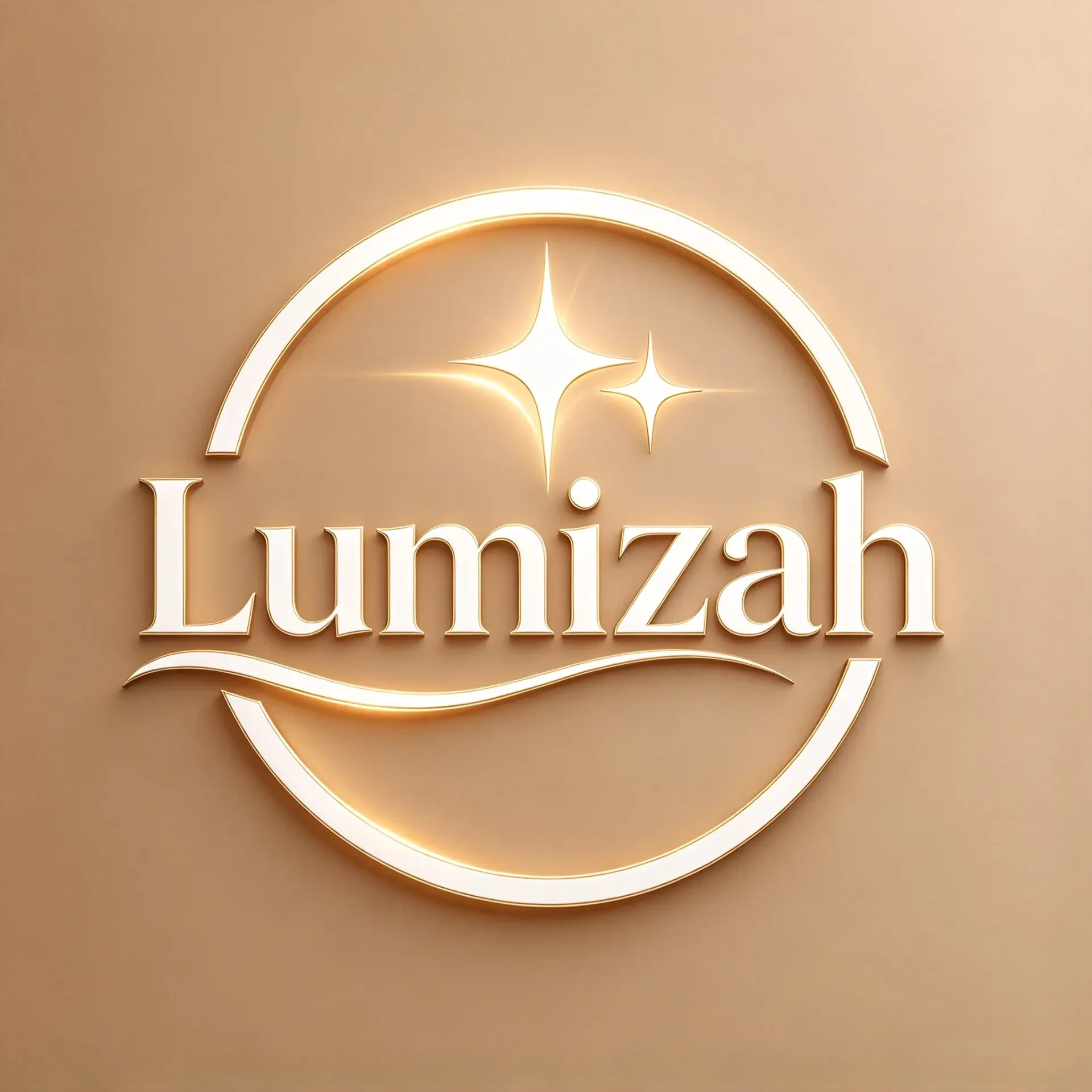 Lumizah brand emblem in warm gold