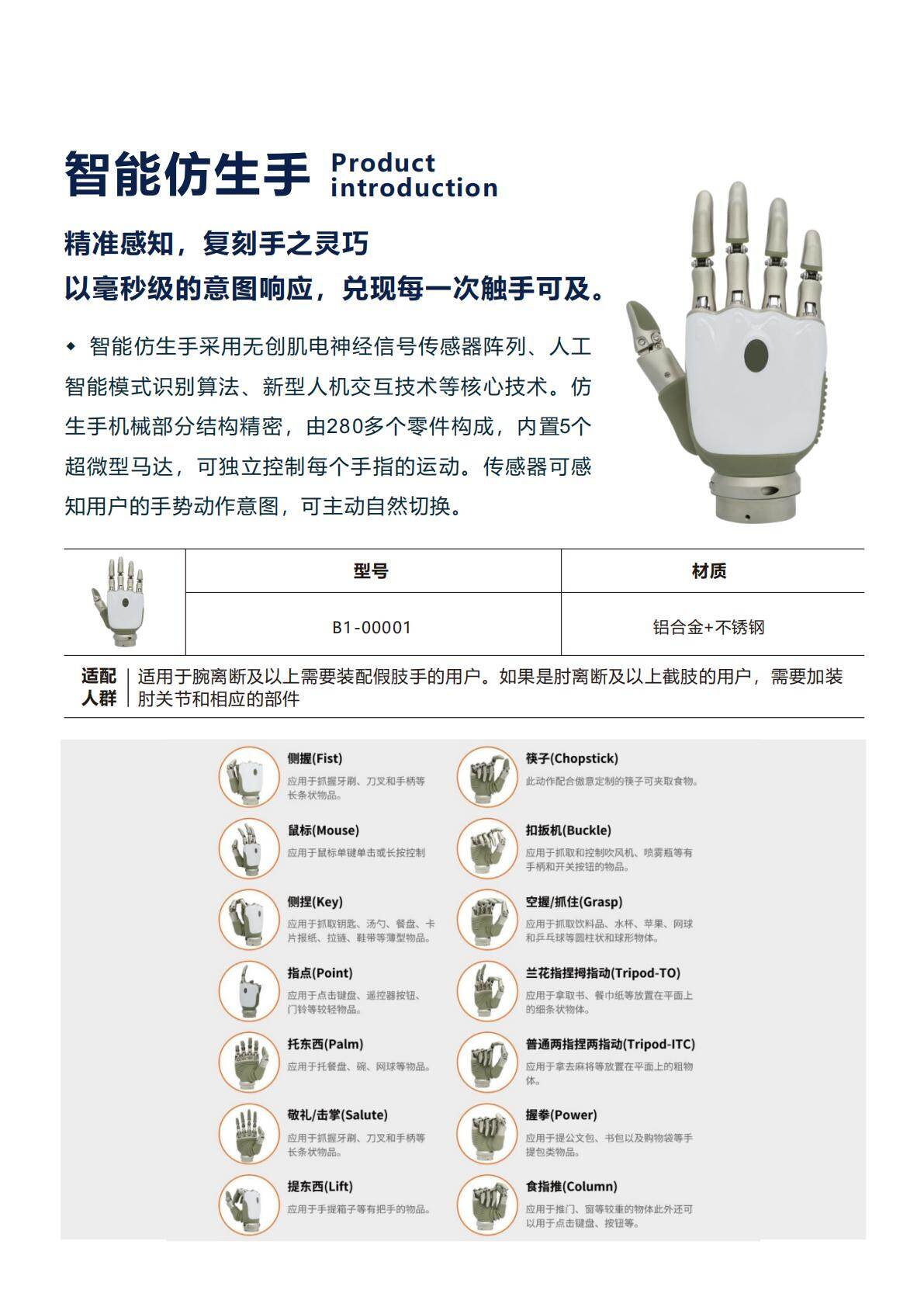 智能仿生手 Product Introduction