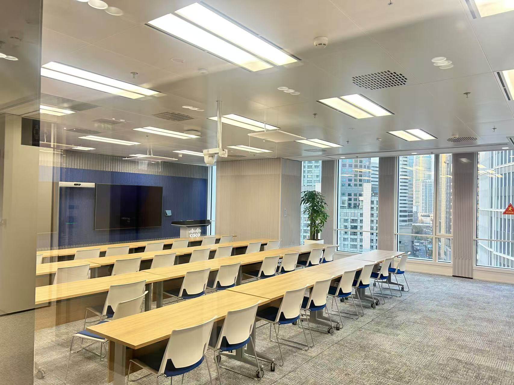 Nano Cloaking Film installed on glass partition at CISCO office building