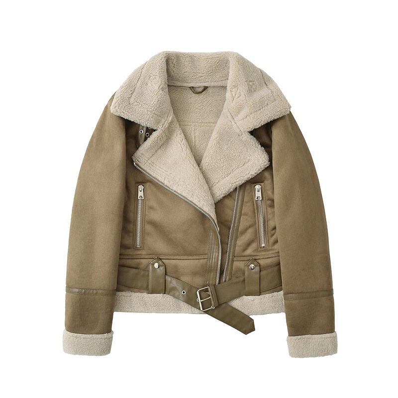 Women's Suede-Composite Sherpa Coat