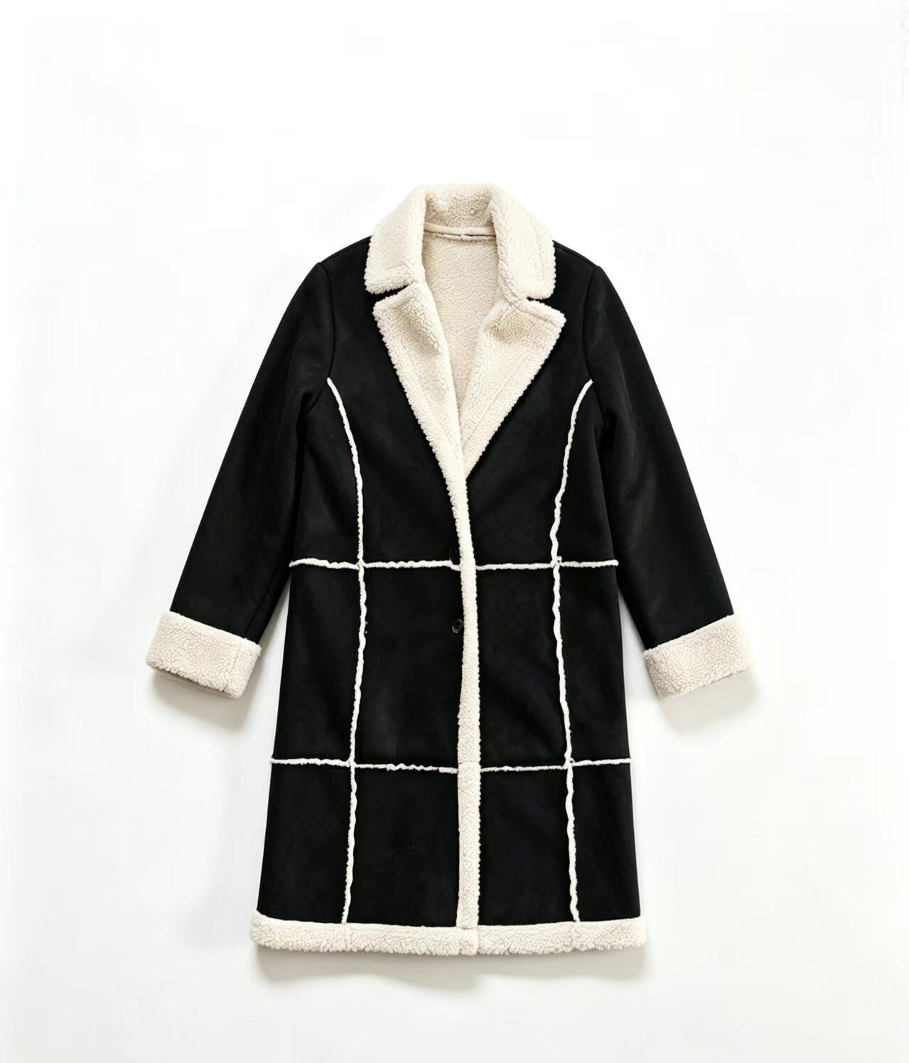 Men's Long, Loose Suede Sherpa Coat
