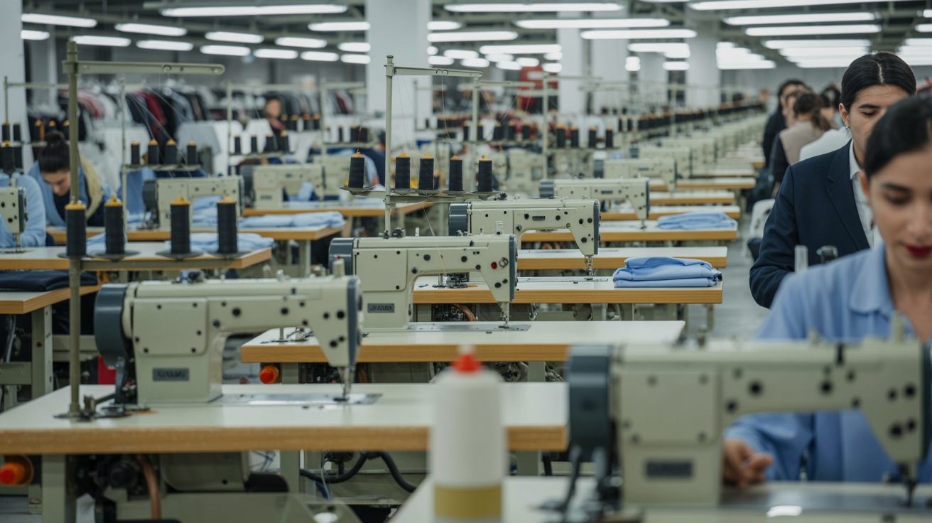 Modern garment factory exterior