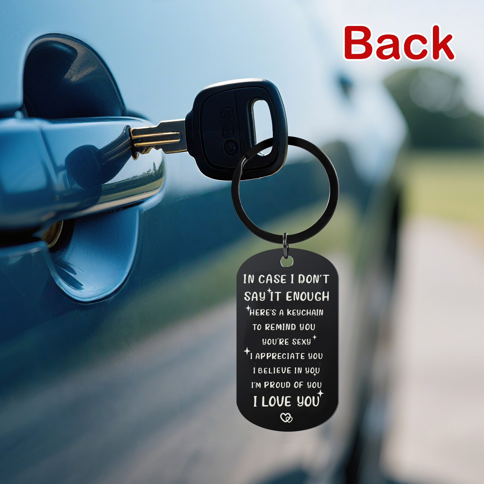 Valentines Day Gifts For Him Keychain, Anniversary, Christmas, Black thumbnail 4
