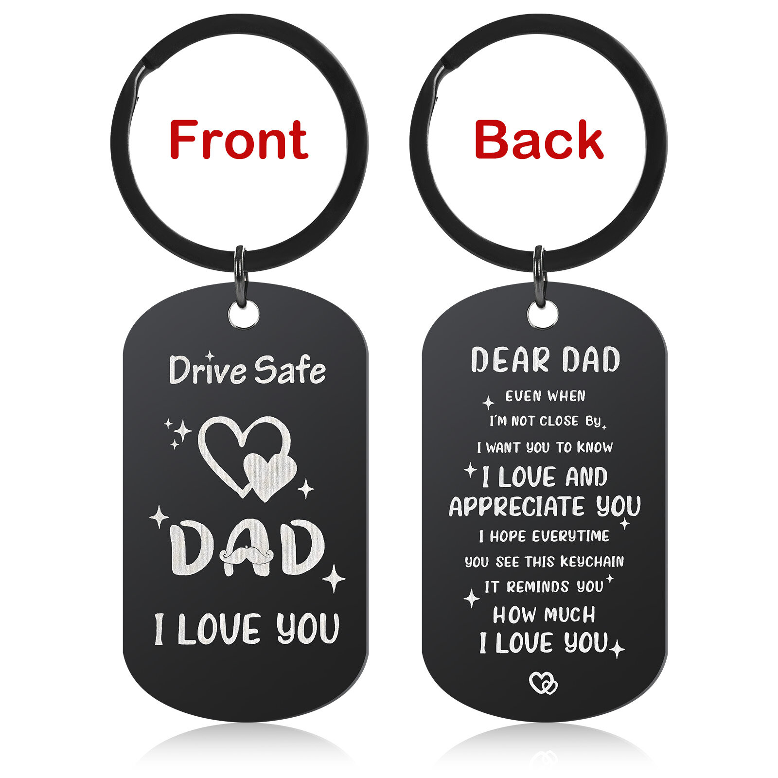 Dad Keychain, Fathers Day Gift Ideas, Christmas Day for Dad, Black thumbnail 2