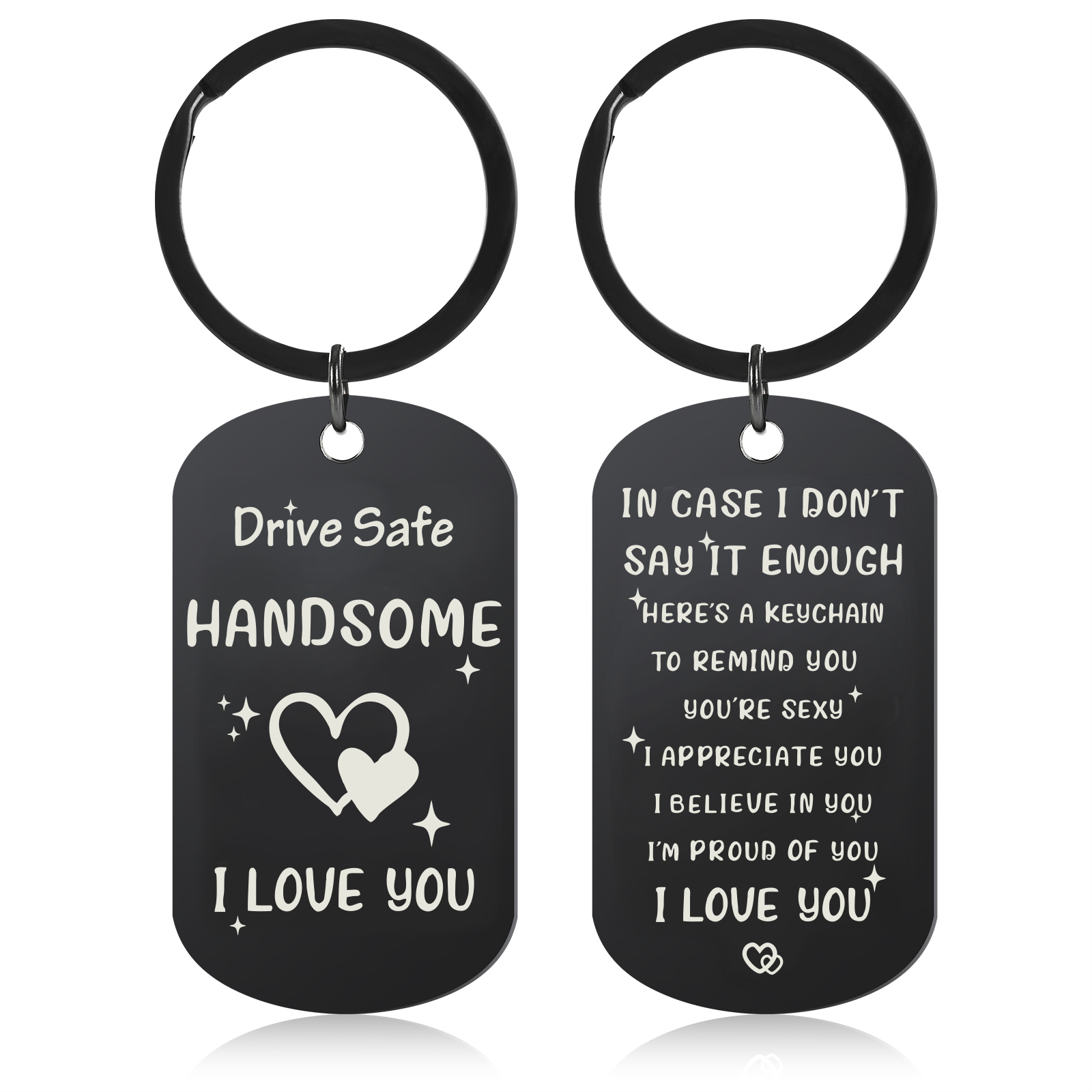 Valentines Day Gifts For Him Keychain, Anniversary, Christmas, Black - view 1