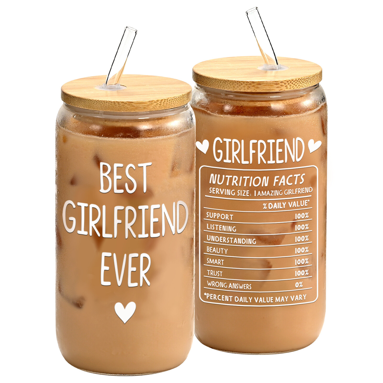 Valentines Day Gift for Her Girlfriend, Christmas, 16oz Glass Cup - view 1