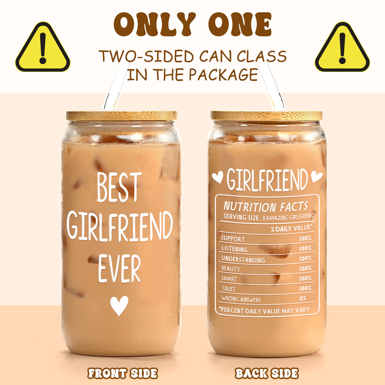 Valentines Day Gift for Her Girlfriend, Christmas, 16oz Glass Cup thumbnail 3
